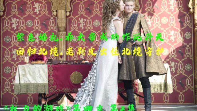 【权游4解读】君临紫色婚礼,乔大帝中毒升天;回归北境府邸,老剥皮北境守护.嗷呜~权力的游戏第4季第2集