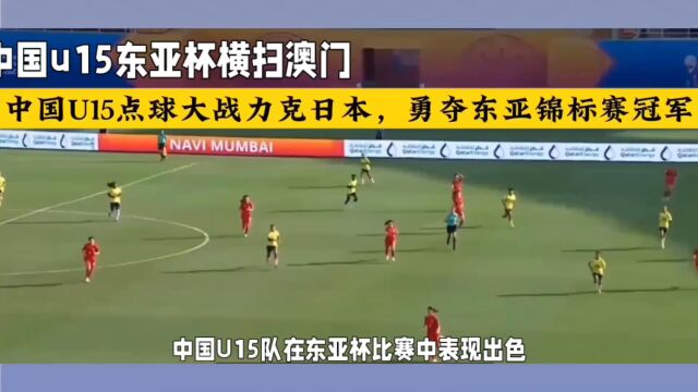 中国队U15,在东亚杯大放异彩,战胜日本获得冠军