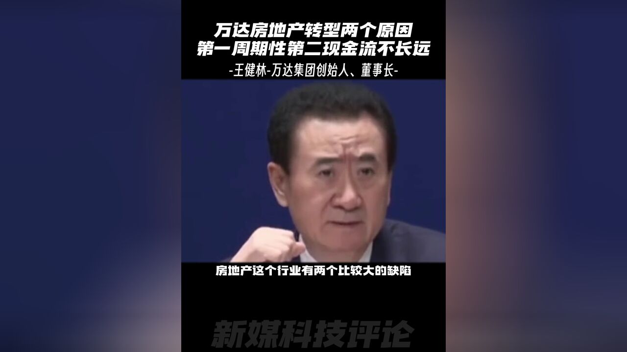 王健林:万达房地产转型有两个原因