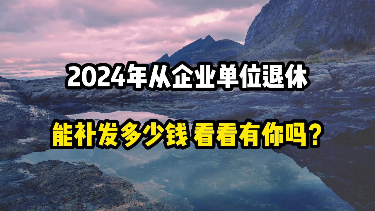 2024年从企业单位退休,能补发多少钱?看看有你吗?