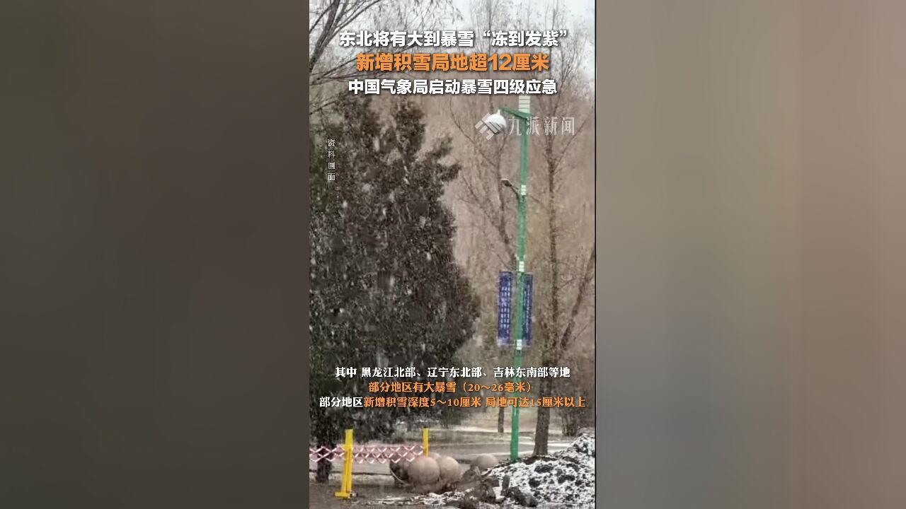 东北将有大到暴雪,新增积雪局地超12厘米,中国气象局启动暴雪四级应急