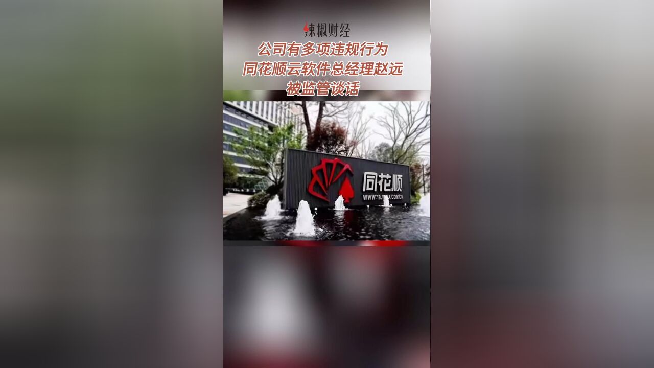 公司有多项违规行为,同花顺云软件总经理赵远被监管谈话