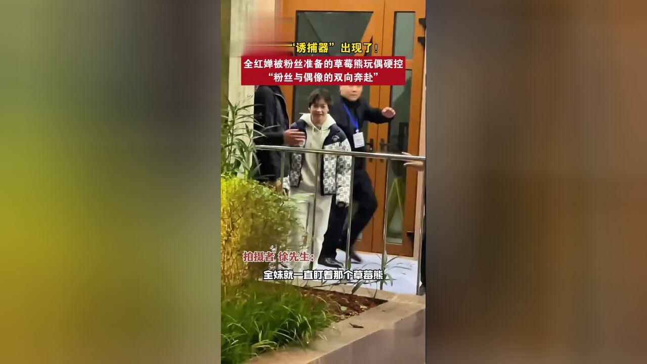 全妹“诱捕器”出现了!全红婵被粉丝准备的草莓熊玩偶硬控,“粉丝与偶像的双向奔赴”