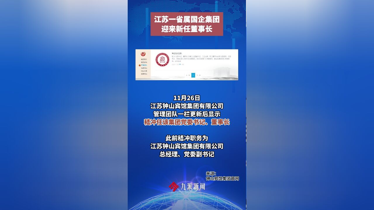 江苏一省属国企集团迎来新任董事长