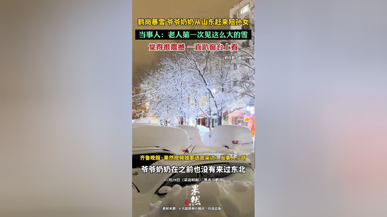 鹤岗暴雪,爷爷奶奶从山东赶来陪孙女:老人第一次见这么大的雪