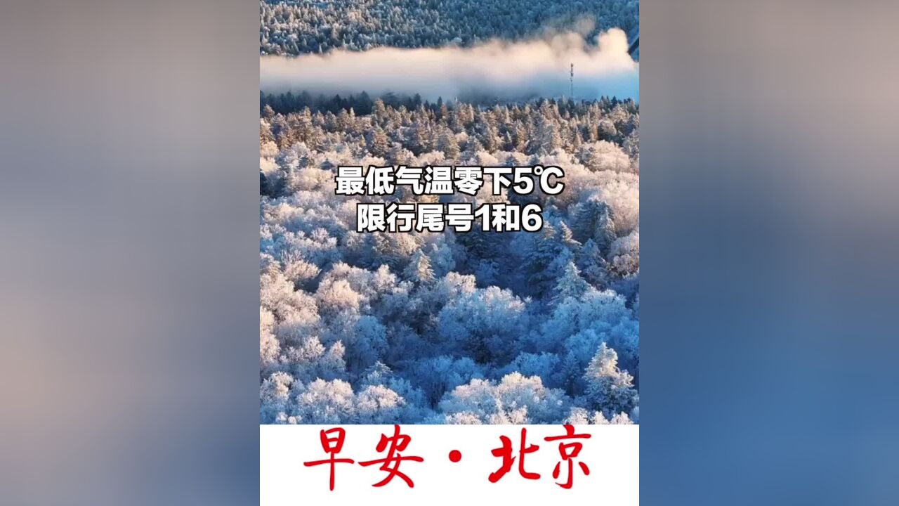 早安北京 |最低气温零下5℃,限行尾号1和6