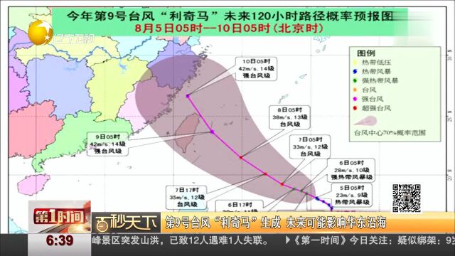 第9号台风“利奇马”生成 未来可能影响华东沿海