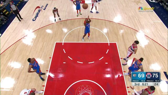 NBA常规赛：雷霆vs奇才第3节原声解说回放