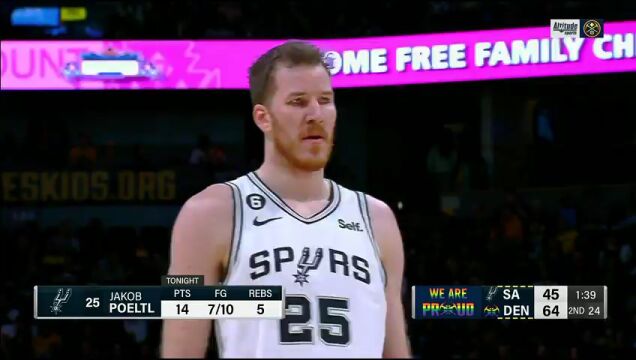 NBA常规赛：马刺vs掘金第2节英文原声回放