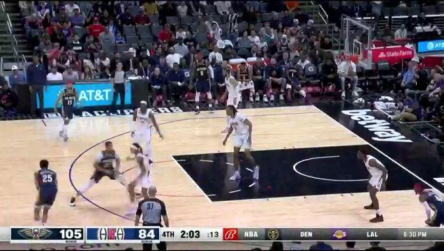 NBA常规赛：鹈鹕vs快船第4节中文解说回放