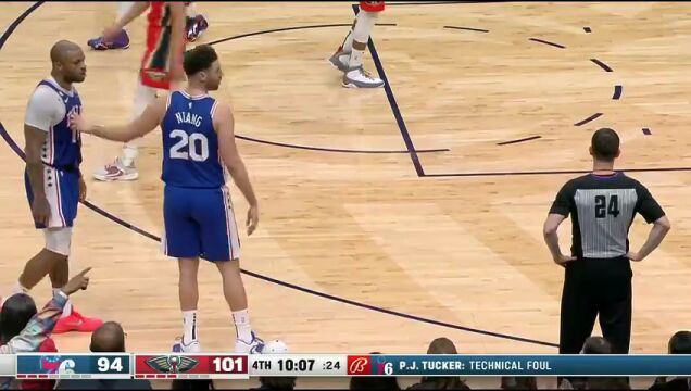 76人vs鹈鹕英文原声全场回放