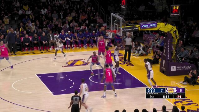NBA常规赛：奇才vs湖人第1节中文解说回放