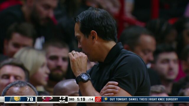 NBA常规赛：步行者vs热火第3节 中文解说回放