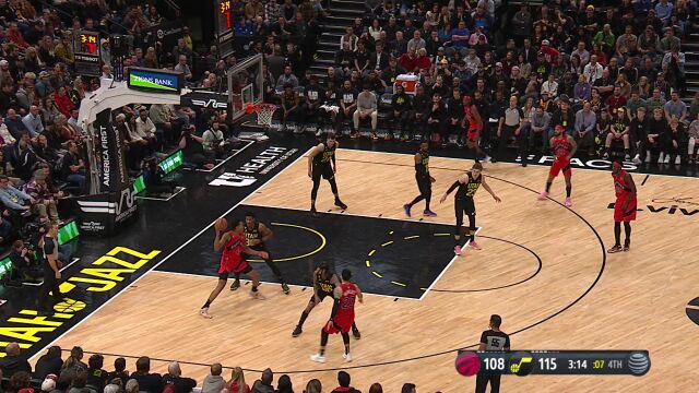 猛龙vs爵士精华回放 马尔卡宁28+13范乔丹三双爵士击退猛龙
