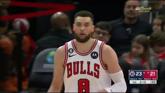 NBA常规赛：奇才vs公牛第1节 英文解说回放