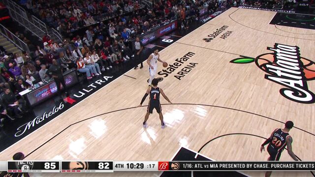 篮网vs老鹰精华回放 欧杜合砍54分篮网10连胜升至东部第二