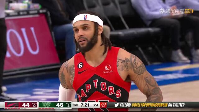 NBA常规赛：猛龙vs雄鹿第2节英文解说回放