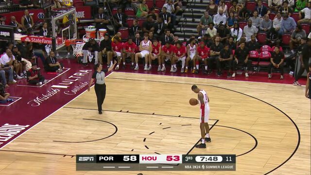 NBA夏季联赛：开拓者vs火箭 第3节英文解说回放