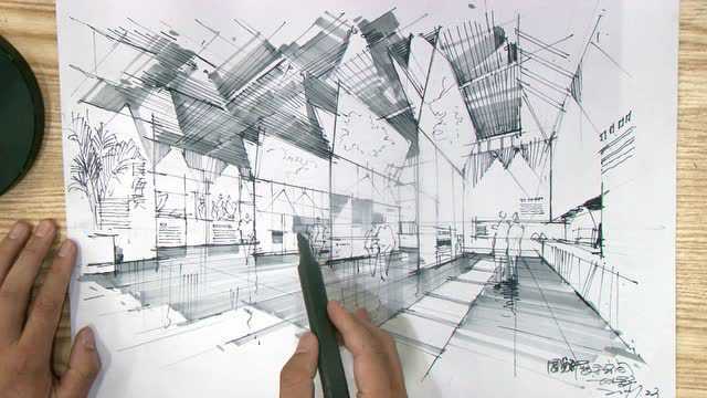 庐山艺术特训营 孙大野 展示空间马克笔表现_腾讯视频