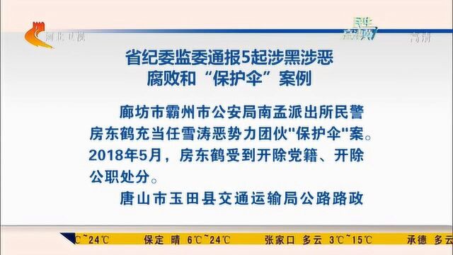 河北省纪委监委通报5起涉黑涉恶腐败和“保护伞”案例