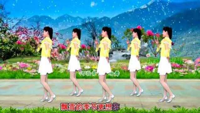 伤感情歌广场舞《飘雪的季节》优美抒情,醉人心扉,32步好学好看