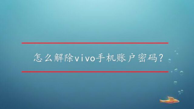 怎么解除vivo手机账户密码?