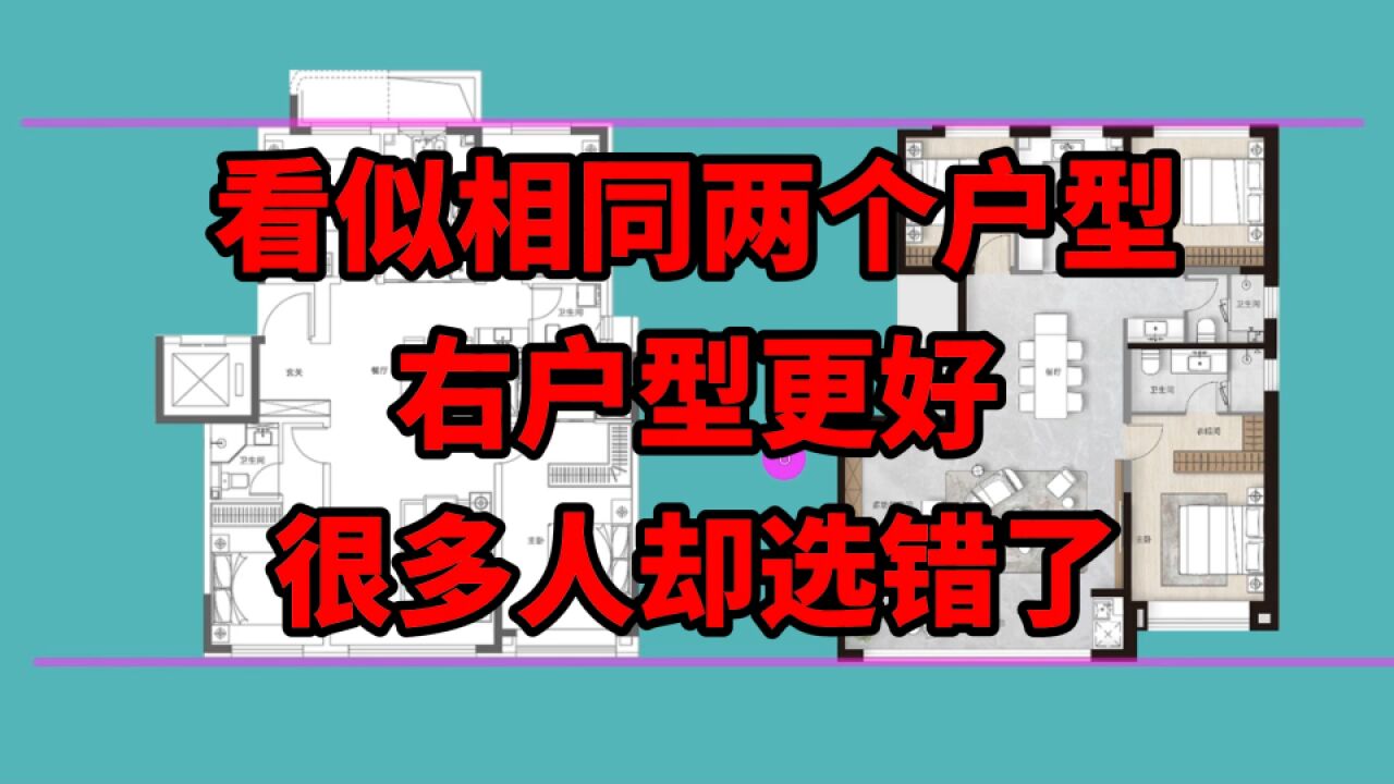 看似相同的两个户型,实际却差距明显!右户型,更兼具创新与功能