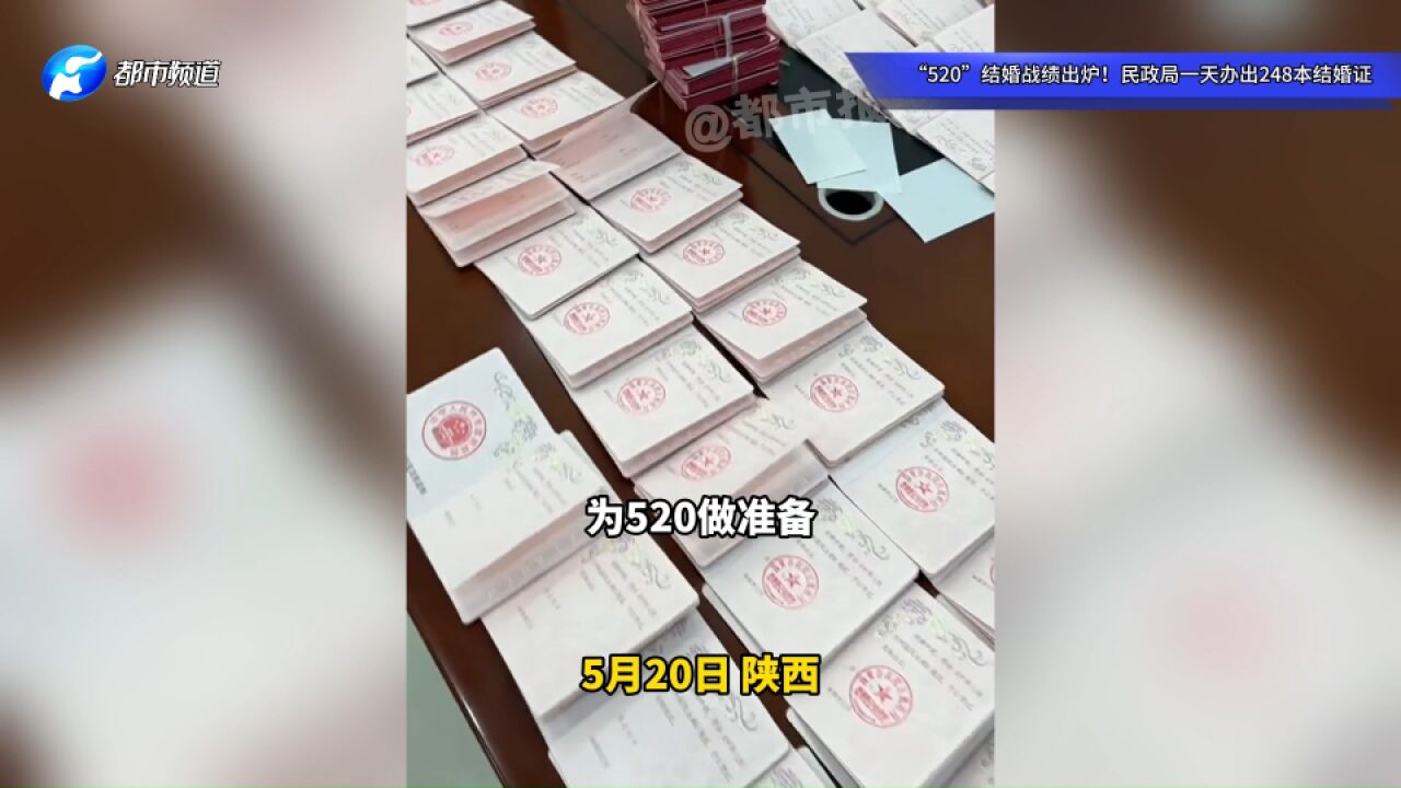 “520”结婚战绩出炉!民政局一天办出248本结婚证