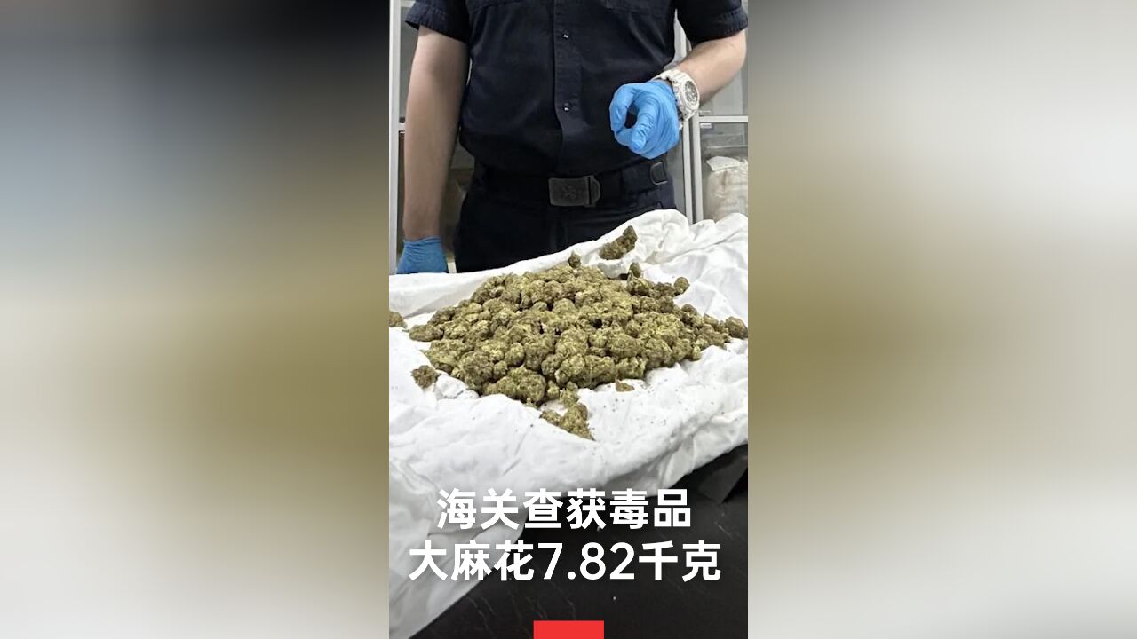 海关查获毒品大麻花7.82千克