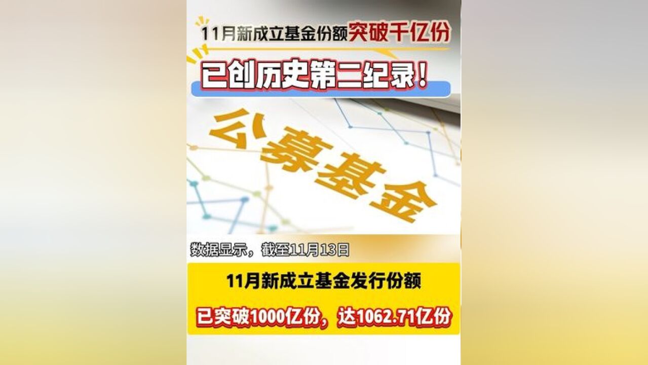 11月新成立基金份额突破千亿份,已创历史第二纪录!