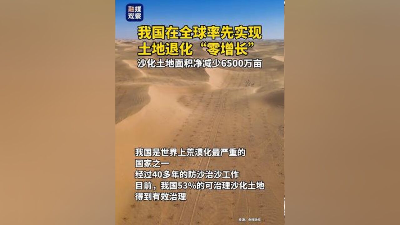 我国在全球率先实现土地退化“零增长”