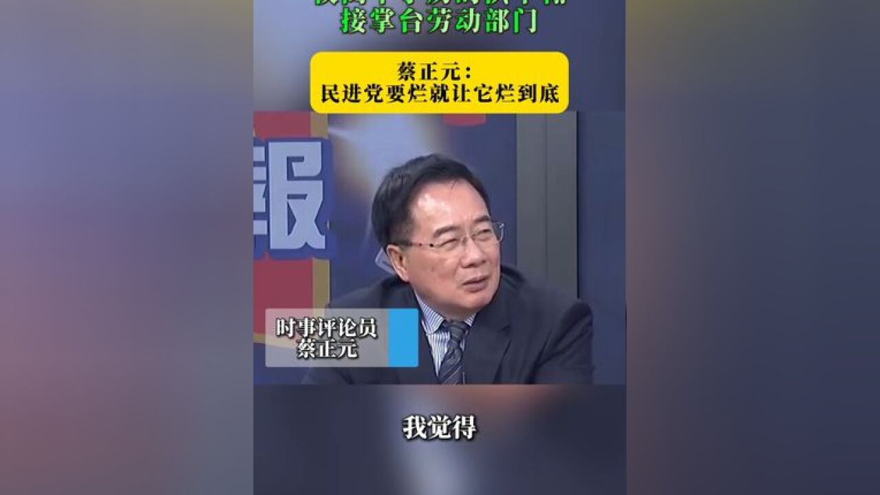 仅高中学历的洪申翰接掌台劳动部门 蔡正元: 民进党要烂就让它烂到底