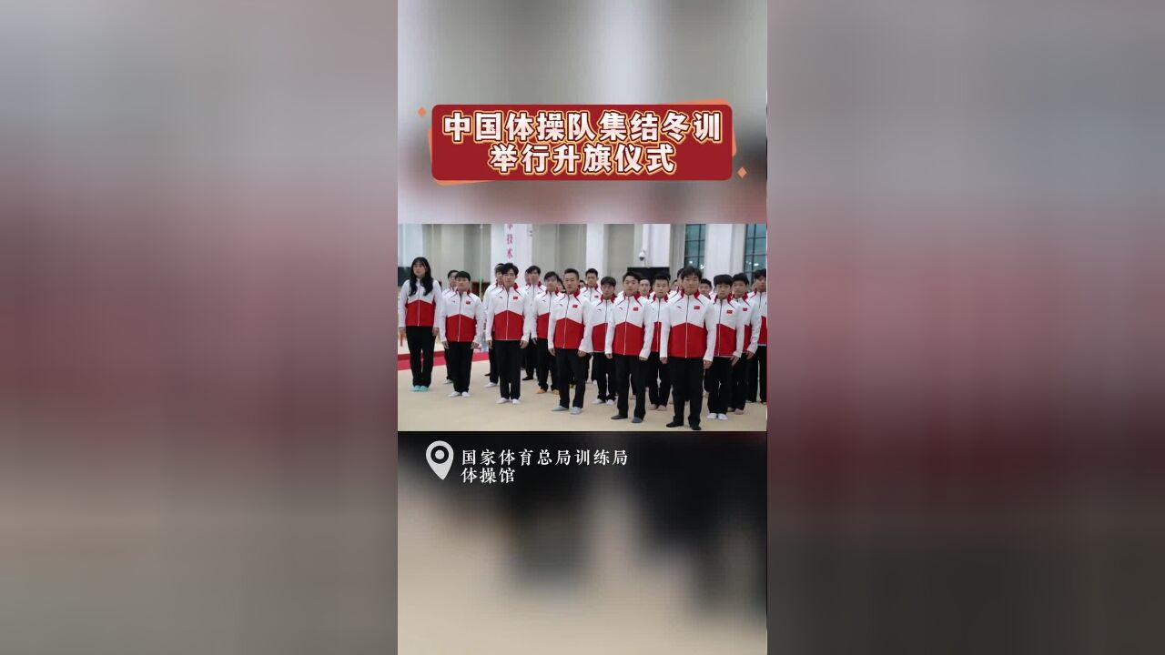 今日上午,中国体操队在国家体育总局训练局体操馆进行升旗仪式,队伍集结开始冬训