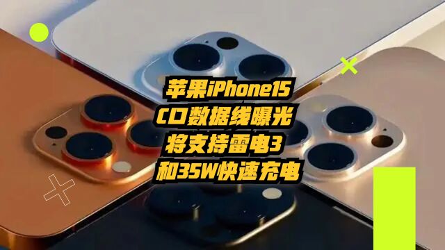 苹果iPhone15 C口数据线曝光:将支持雷电3和35W快速充电