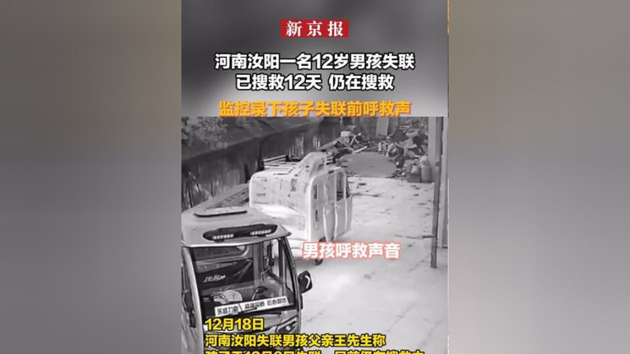 河南汝阳一名12岁男孩失联 已搜救12天 仍在搜救 监控录下孩子失联前呼救声