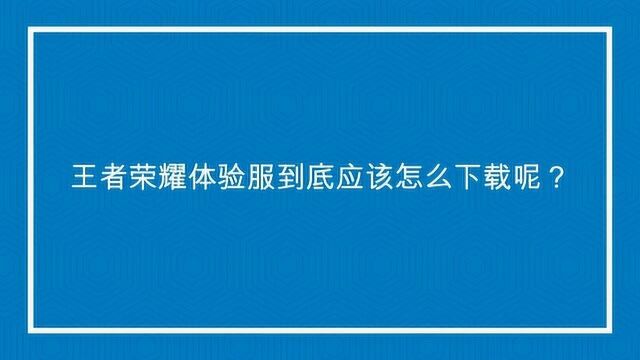 王者荣耀体验服到底应该怎么下载呢?