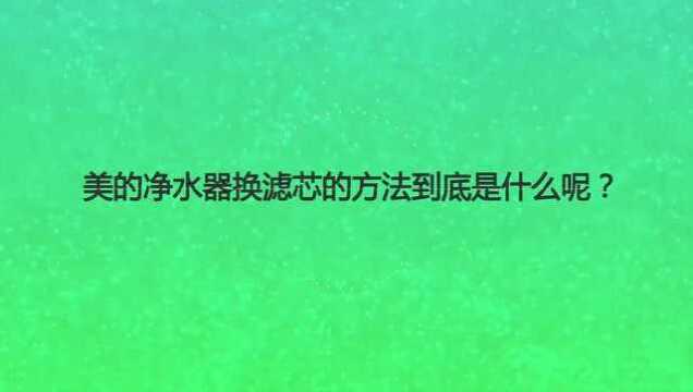 美的净水器换滤芯的方法到底是什么呢?