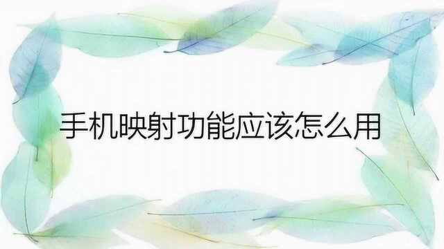 怎么用手机映射的功能