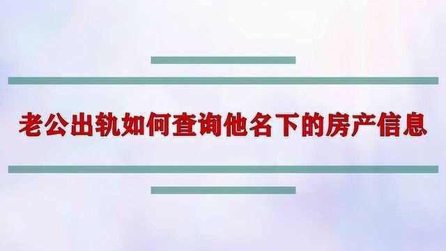 老公出轨如何查询他名下的房产信息