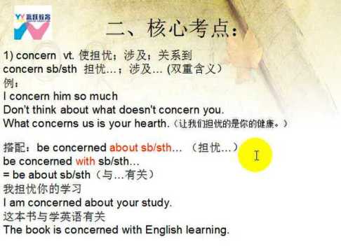 高考英语核心词汇680(6)concern 的用法和考点