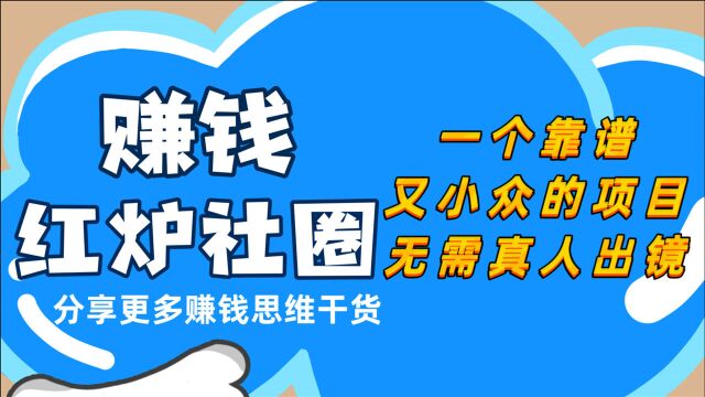 红炉社圈:很靠谱的一个小众项目,不需要真人出镜还可以在家里做