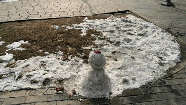 下雪后堆雪人可能是孩子的最大乐趣