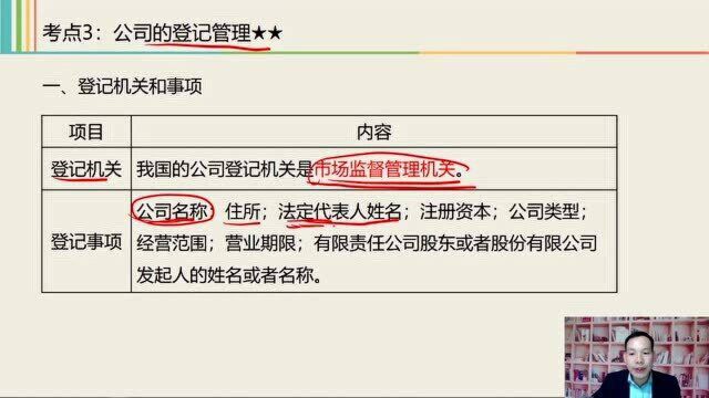 2021中级经济法课程 2.2 公司的登记管理