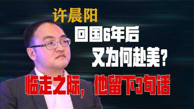 北大才子许晨阳:弃美回国6年后为何再次赴美?他的回应令人深思