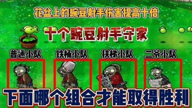 十个伤害提高十倍的豌豆射手守家,哪个组合才能取得胜利呢?