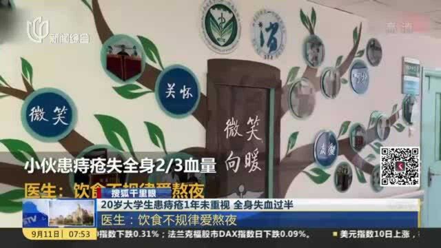 20岁大学生患痔疮1年未重视 全身失血过半:医生——饮食不规律爱熬夜