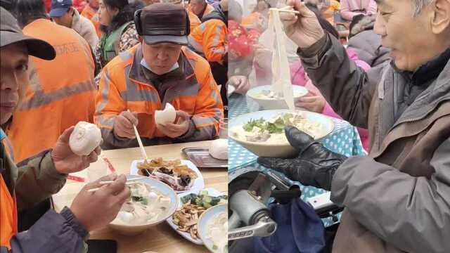 90后商丘小伙饭店开业,请100名环卫工与残疾老人免费品尝,句句客套话温暖人心