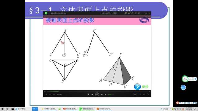 棱锥表面点的投影