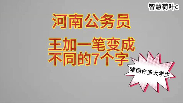 河南公务员:王加一笔变成不同的7个字?难倒许多大学生!