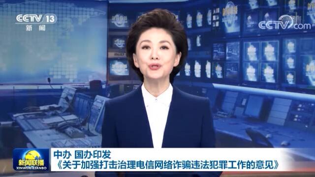 中办国办印发《关于加强打击治理电信网络诈骗违法犯罪工作的意见》